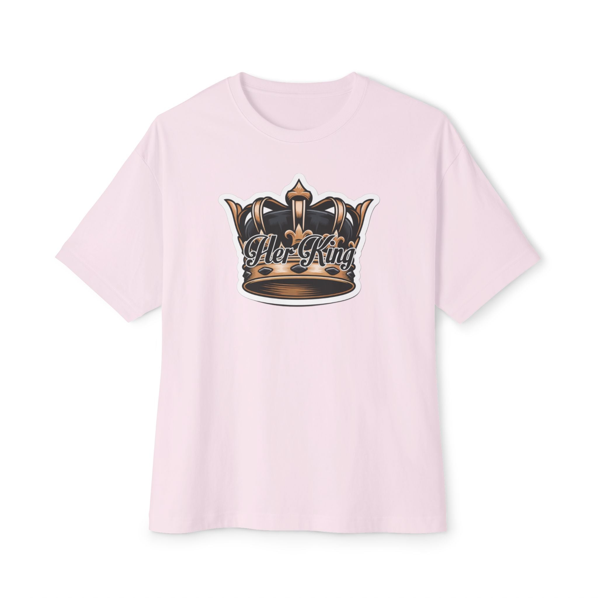 His Queen Tee — Gold Crown Graphic Oversized Boxy Shirt
