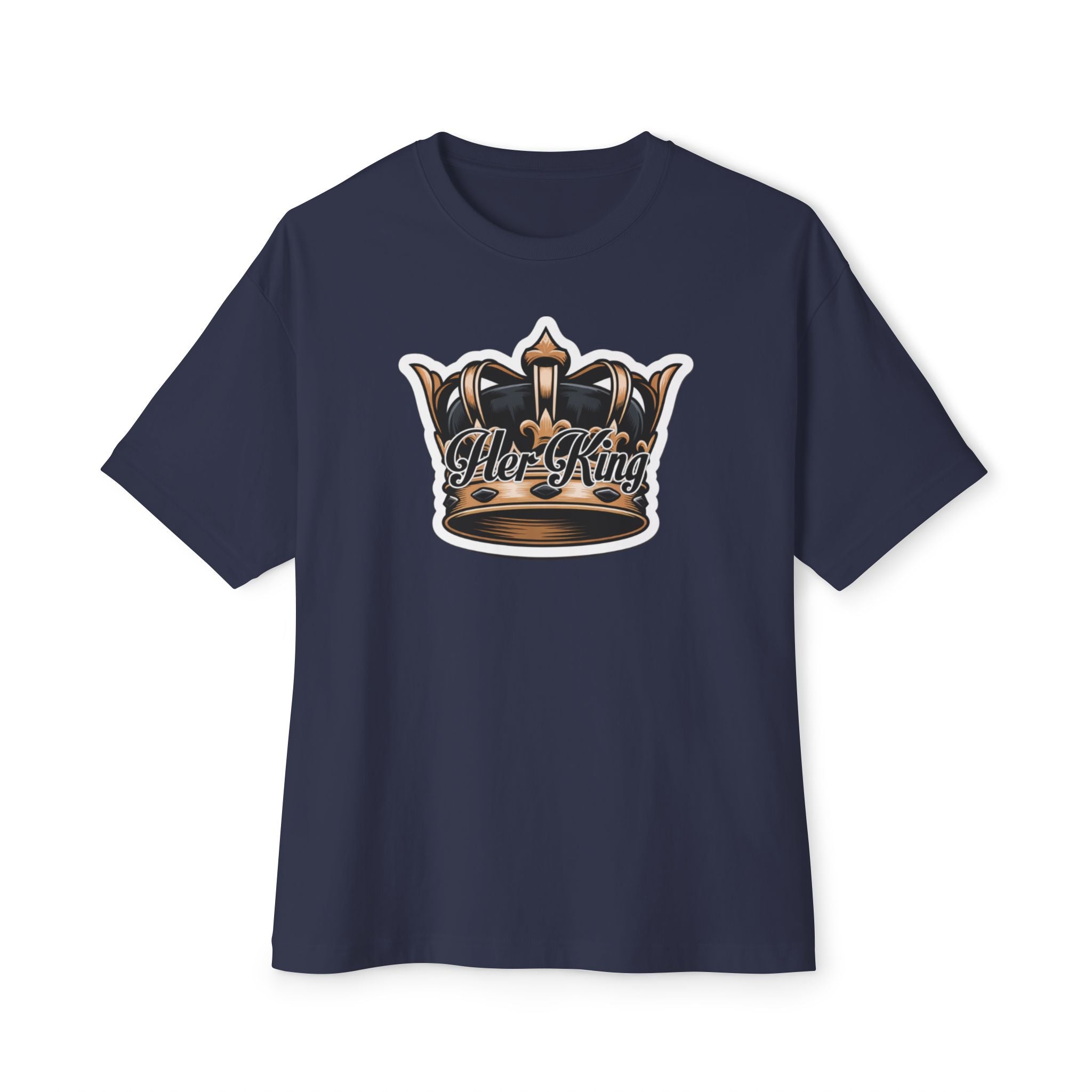 His Queen Tee — Gold Crown Graphic Oversized Boxy Shirt