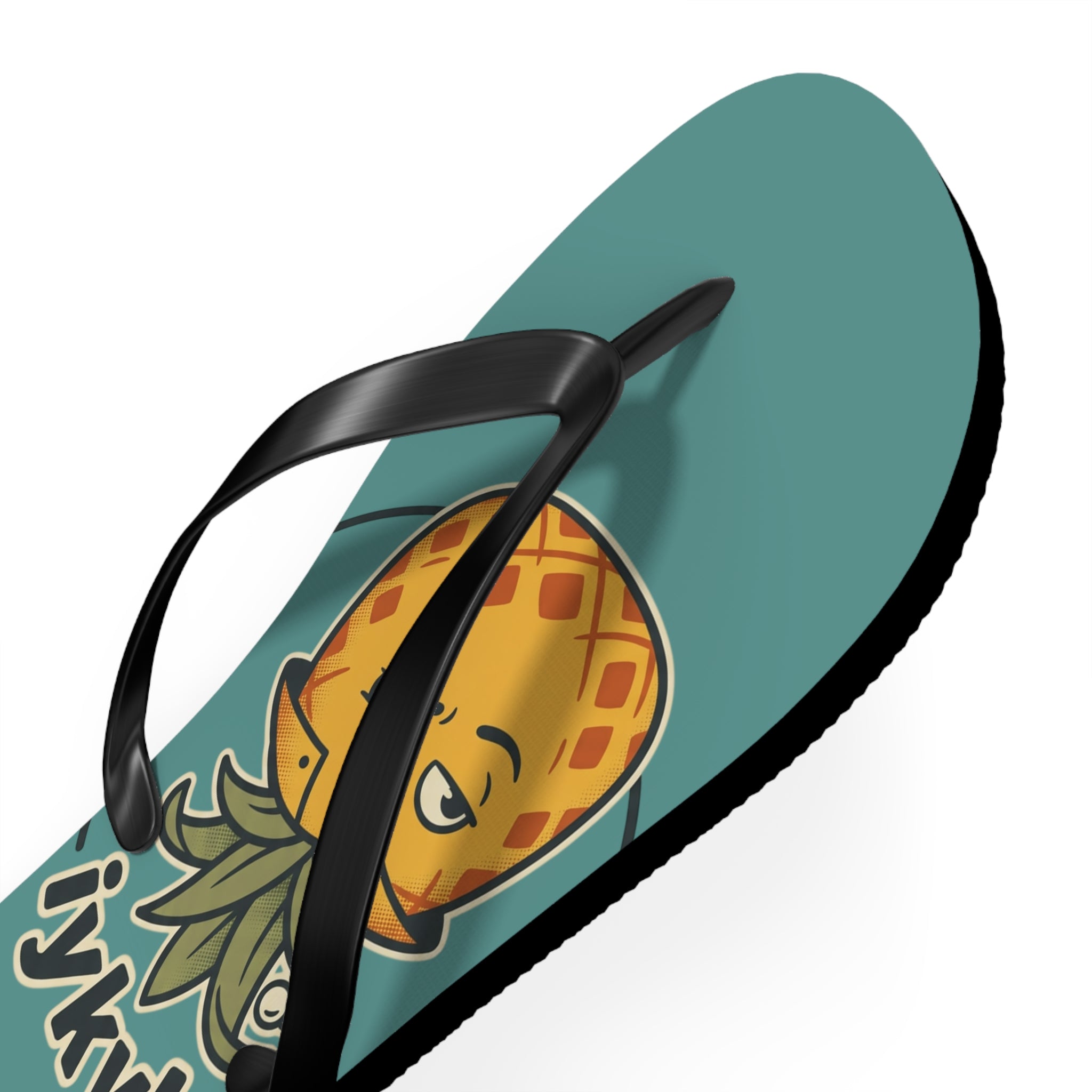 Pineapple Character Flip Flops – Teal 'iykyk' Summer Beach Sandals