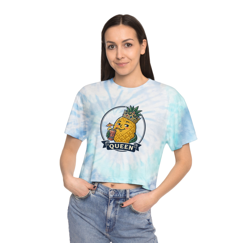 Pineapple Queen Tie-Dye Crop Tee