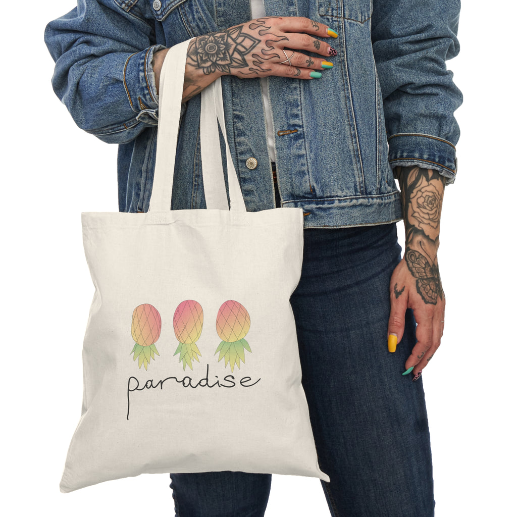 Tote Bag — 'Paradise' Pineapple Summer Graphic Natural Canvas Tote