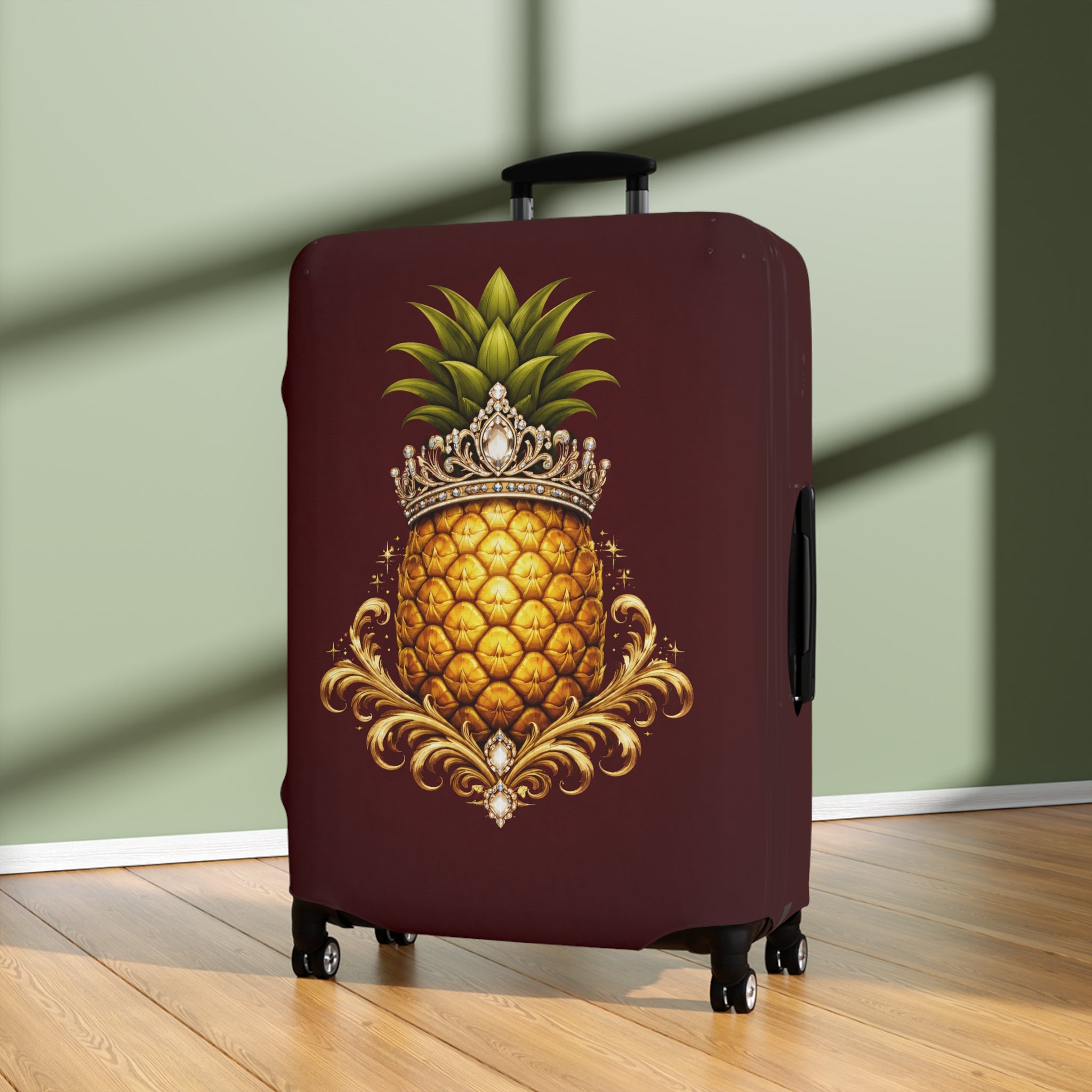 Pineapple Princess Luggage Cover — Tropical Royalty Travel Accessory