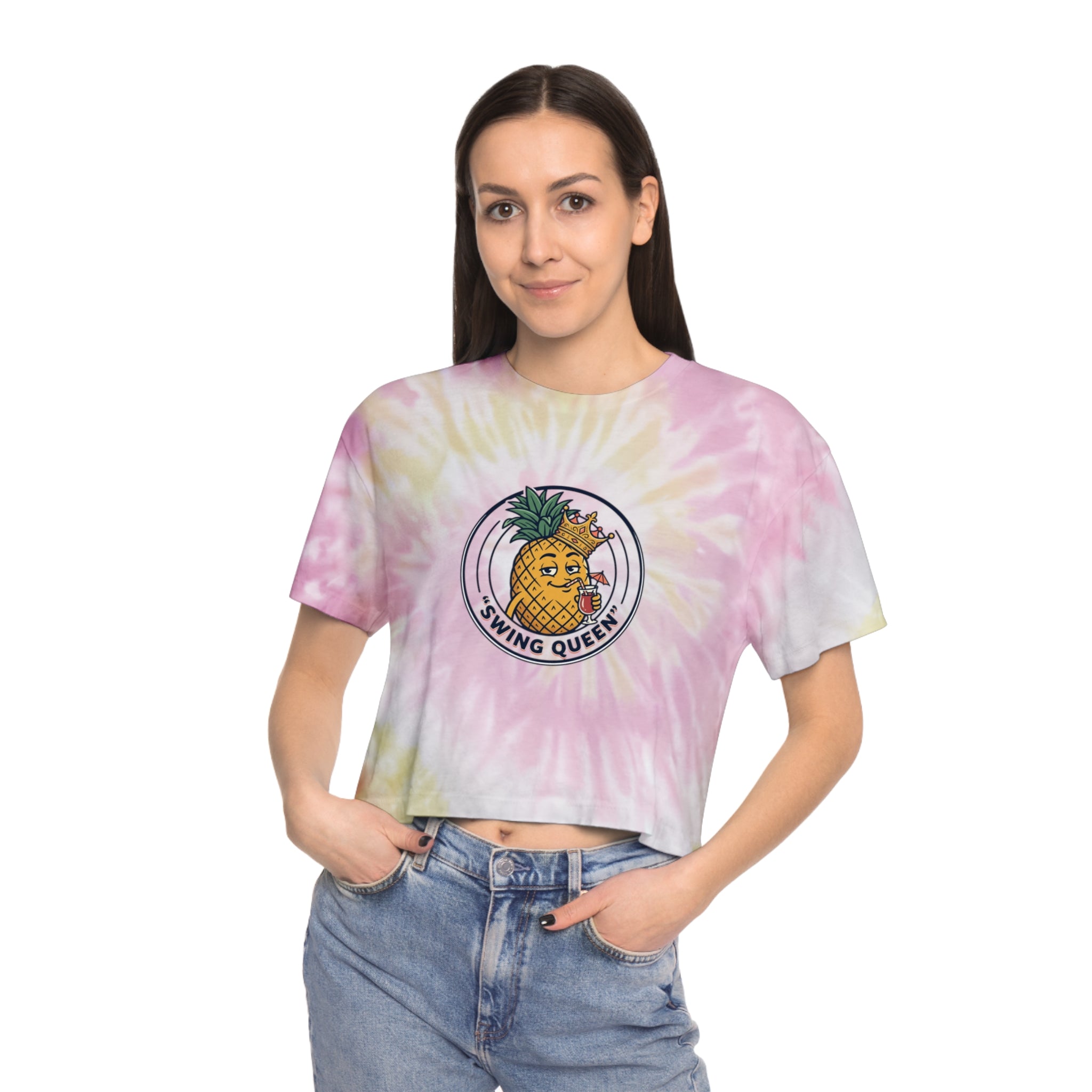 Pineapple Queen Tie-Dye Crop Tee