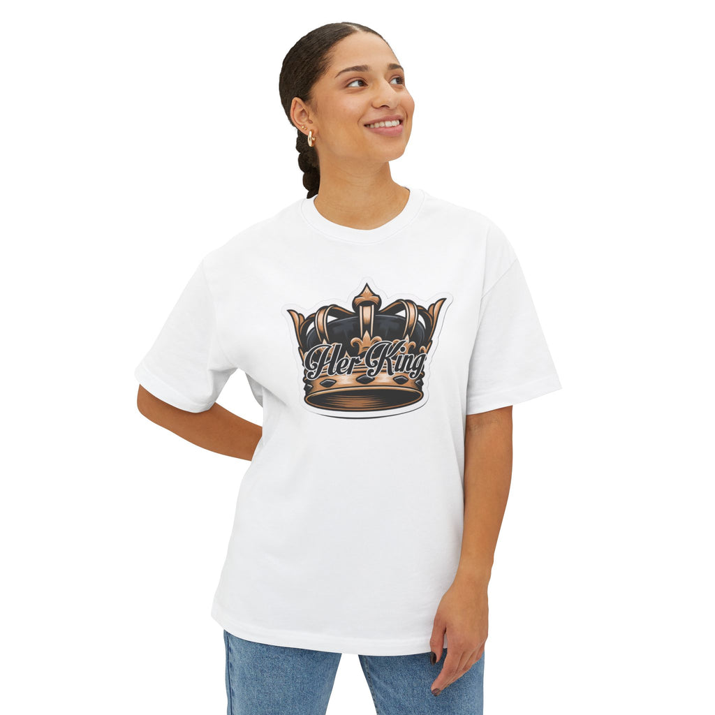 His Queen Tee — Gold Crown Graphic Oversized Boxy Shirt