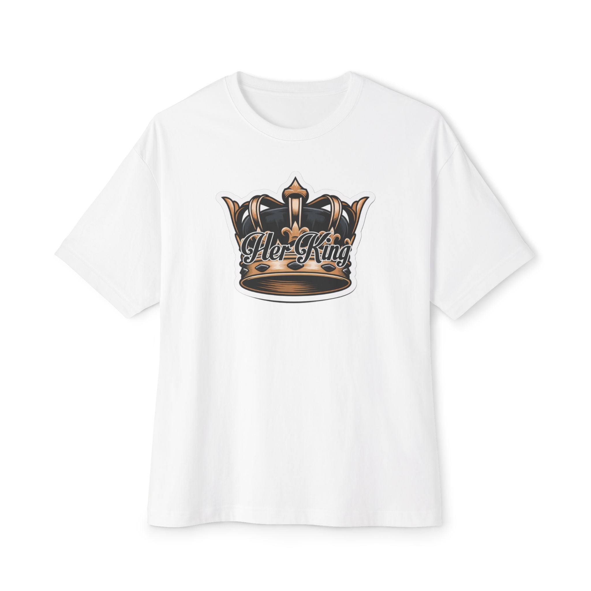 His Queen Tee — Gold Crown Graphic Oversized Boxy Shirt