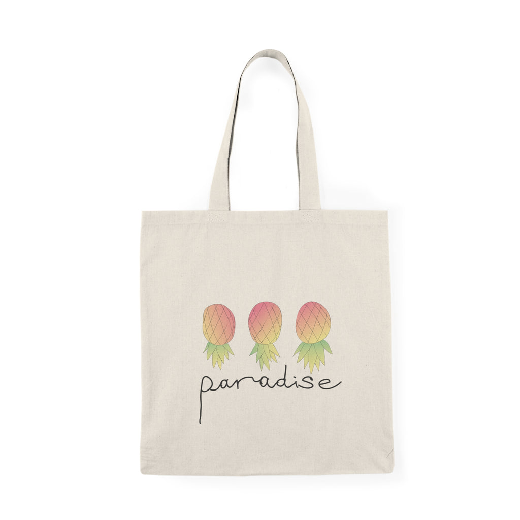 Tote Bag — 'Paradise' Pineapple Summer Graphic Natural Canvas Tote