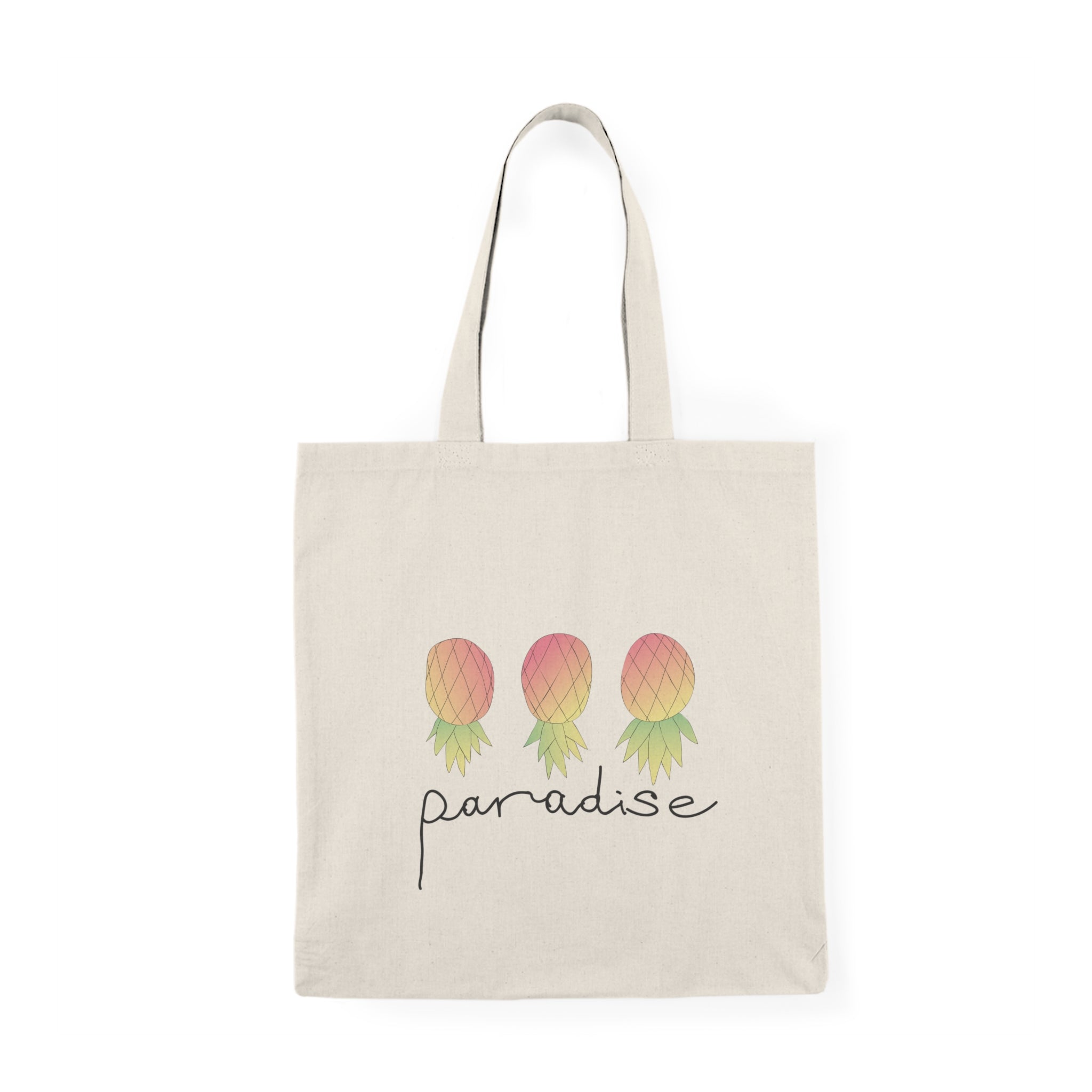 Tote Bag — 'Paradise' Pineapple Summer Graphic Natural Canvas Tote