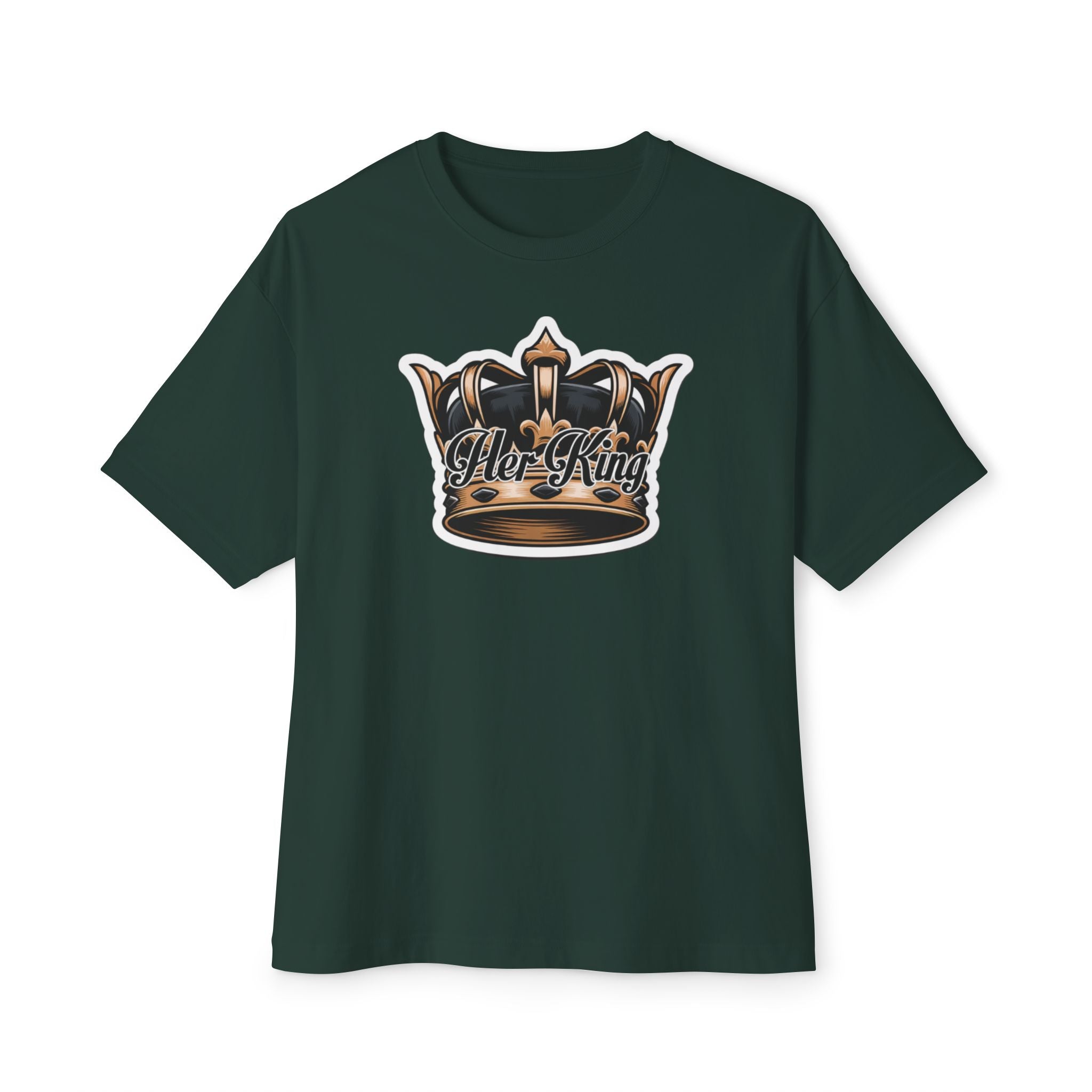 His Queen Tee — Gold Crown Graphic Oversized Boxy Shirt