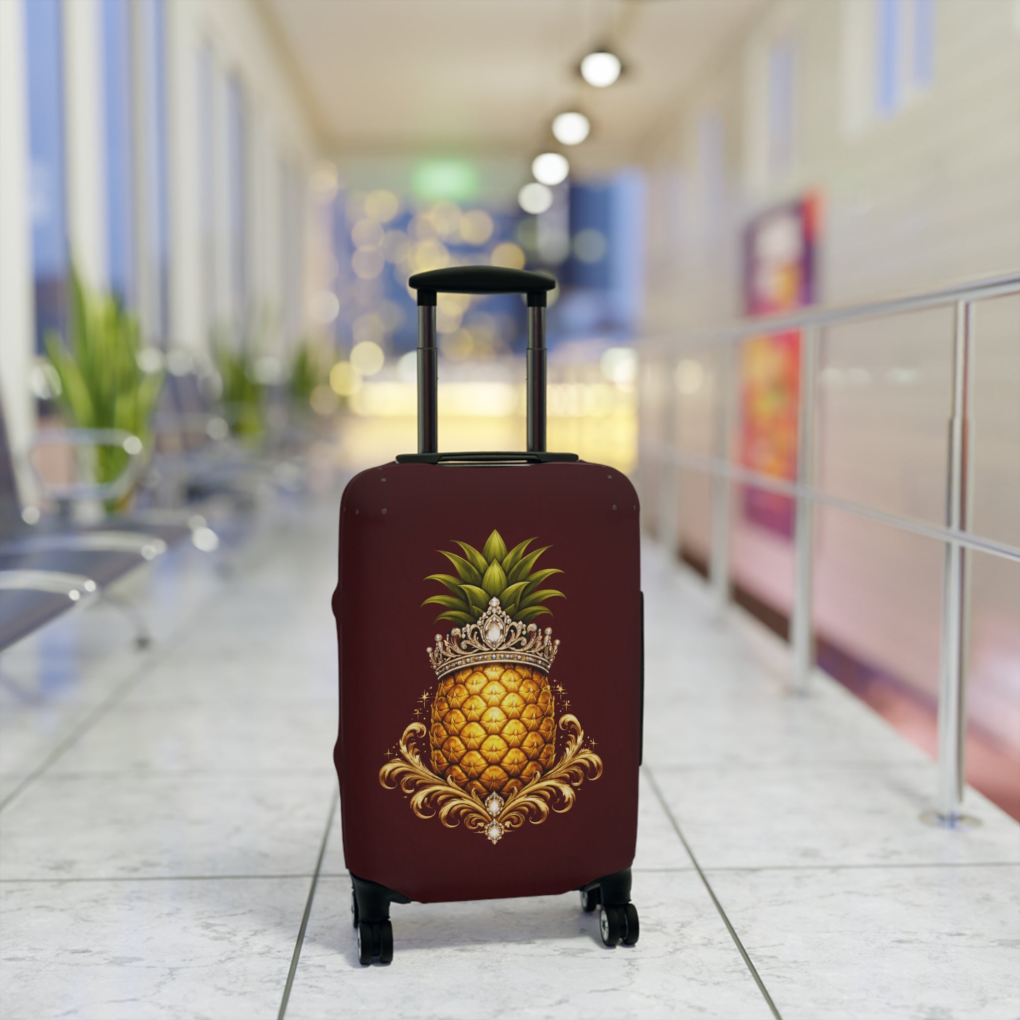 Pineapple Princess Luggage Cover — Tropical Royalty Travel Accessory