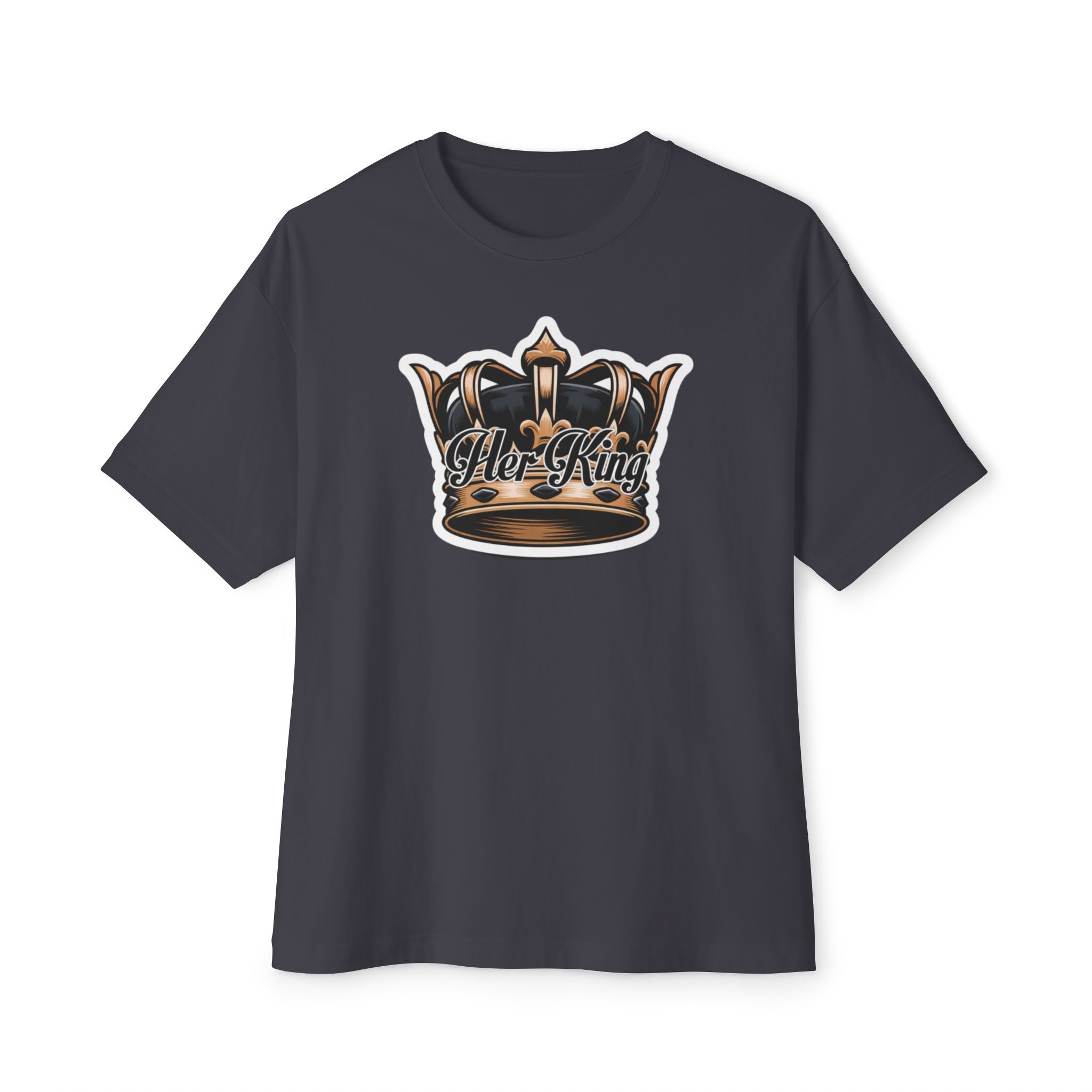 His Queen Tee — Gold Crown Graphic Oversized Boxy Shirt