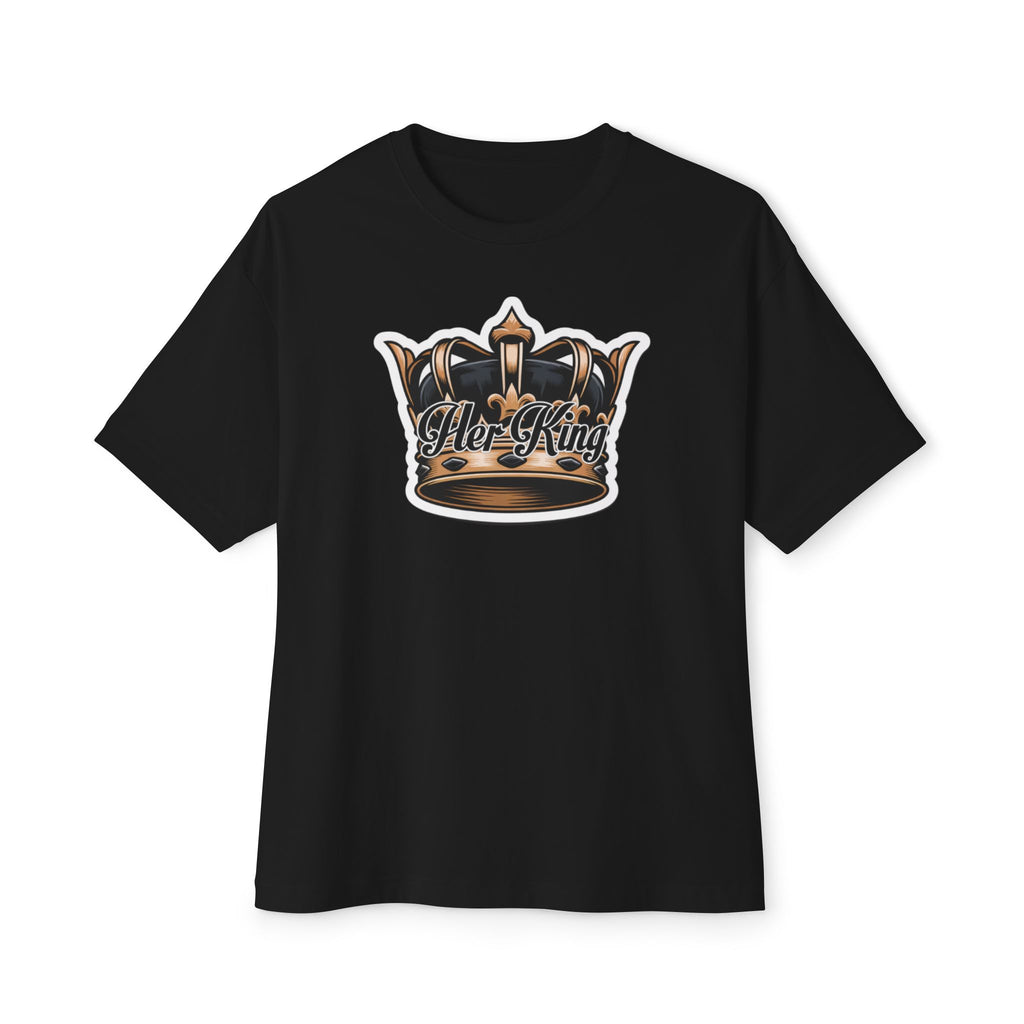His Queen Tee — Gold Crown Graphic Oversized Boxy Shirt