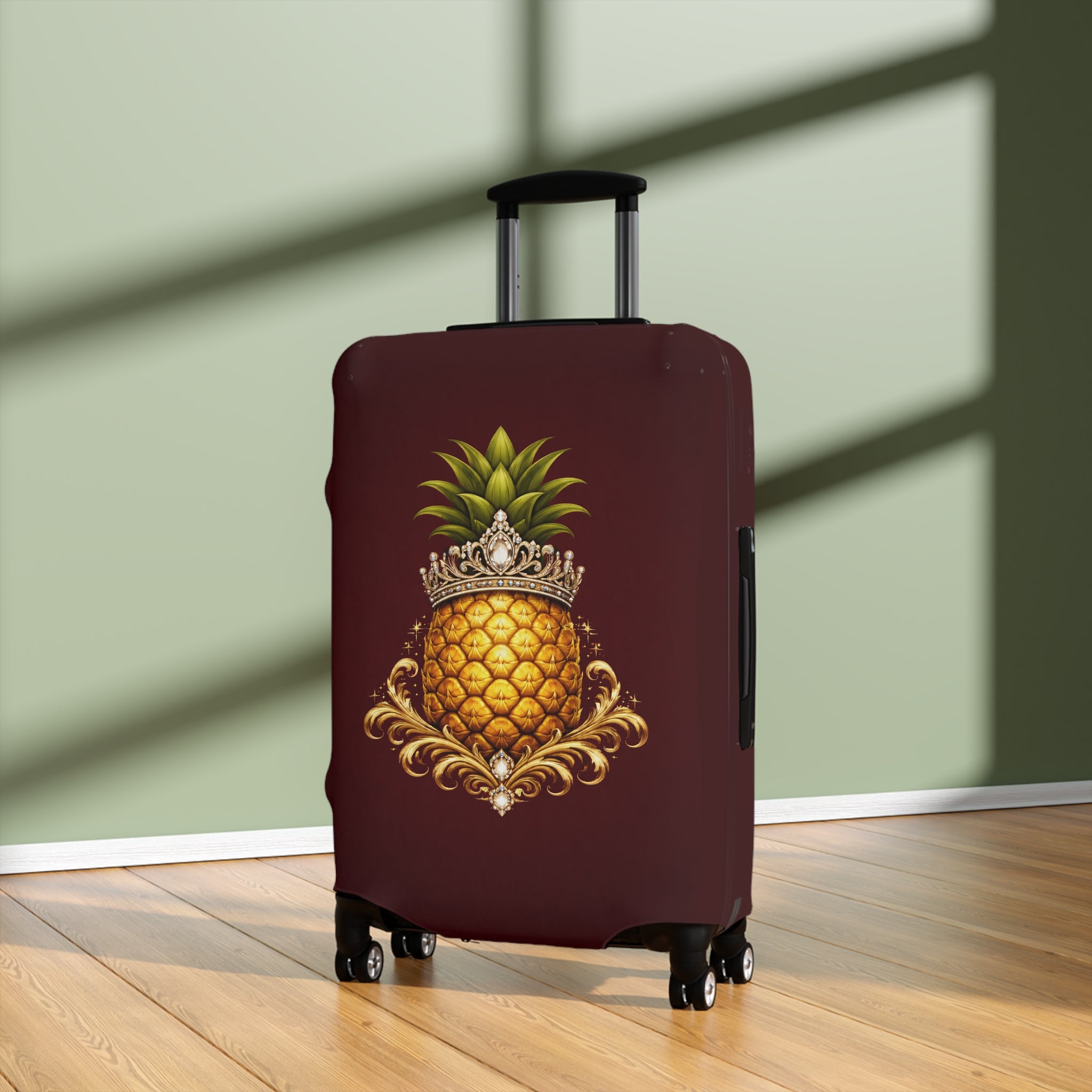 Pineapple Princess Luggage Cover — Tropical Royalty Travel Accessory