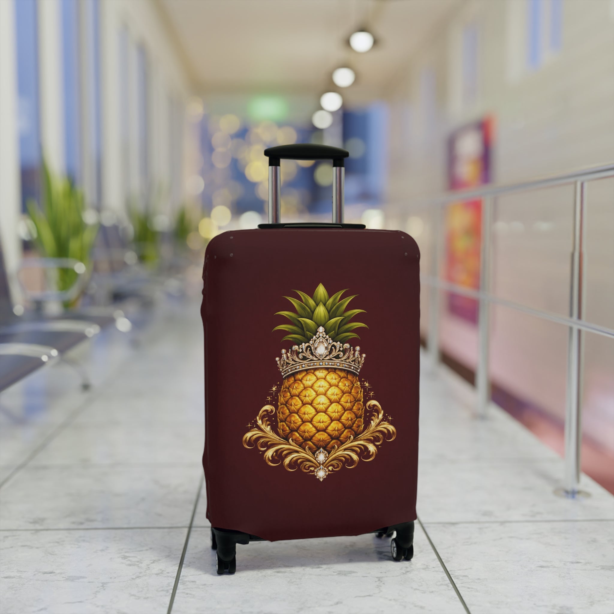 Pineapple Princess Luggage Cover — Tropical Royalty Travel Accessory