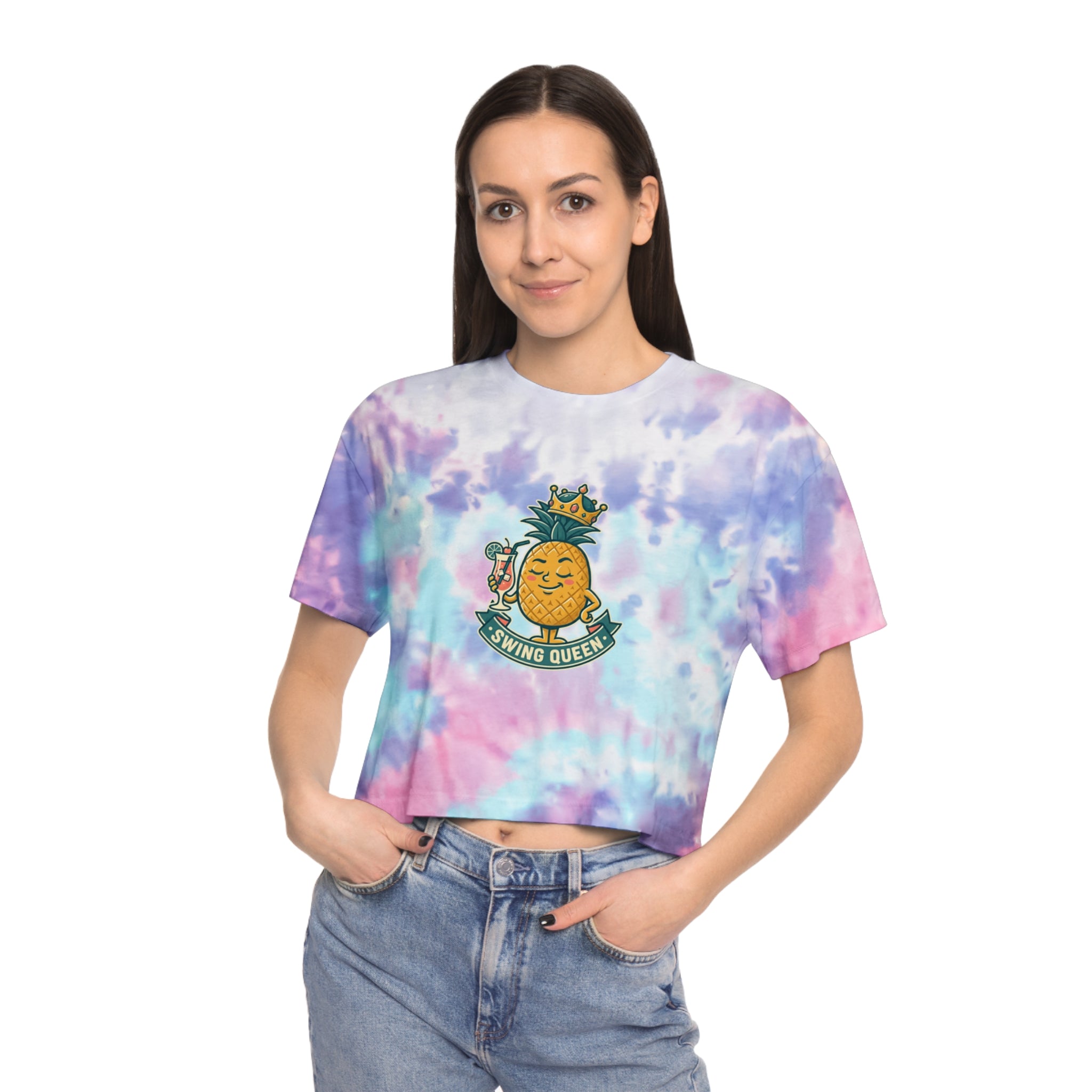 Pineapple Queen Tie-Dye Crop Tee